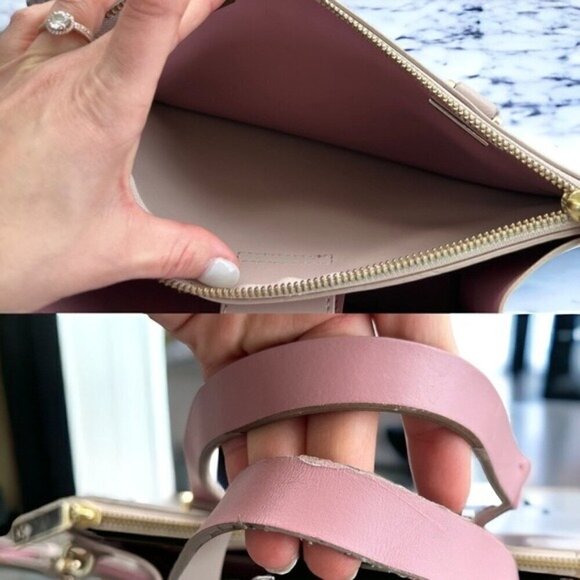 Kate Spade Arbour Hill Caley Almond & Pink Leather Handbag Tote Shoulder Bag - Picture 9 of 15